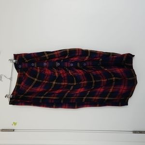 Moon River Plaid Midi Skirt